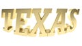 TEXAS brass write on white background - 3D rendering illustration