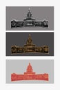 Texas Capitol Building in Austin. Vector hand draw sketch illustration. Set in monochrome.