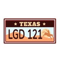 Texas car license plate with american registration number, vector illustration. Automobile vintage metal element, retro Royalty Free Stock Photo