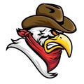 Texas chicken face character cowboy hat illustrator design vector template