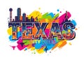 Texas Colourful typography illuminating in city vibes and style Royalty Free Stock Photo