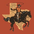 Texas cowboy vintage flyer colorful