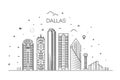 Texas Dallas architecture line skyline illustration. Linear vector cityscape with famous landmarks Royalty Free Stock Photo