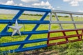 Texas flag gate in Ennis countryside. Royalty Free Stock Photo