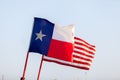Texas Flag National flag and American flag blown in the wind Royalty Free Stock Photo