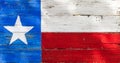 Texas flag painted on rustic weathered wooden boards