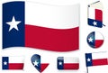 Texas flag. Vector illustration. 3 layers. Shadows, flat flag, lights and shadows.