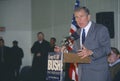 Texas Governor George W. Bush campaigns for the 2000 Republican presidential nomination in Londonderry, New Hampshire, before the