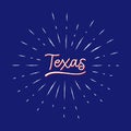 Texas hand lettering with sunburst lines