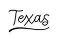 Texas hand lettering on white background