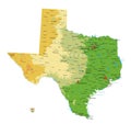 Texas highly detailed physical map