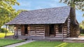 Texas Historic Landmark Torian Log Cabin in the historic district of Grapevine, Texas. Royalty Free Stock Photo