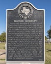 Texas Historical Commission 1979 marker for the Bedford Cemetery on the grounds of the Bedford Church of Christ in Bedford, Texas.