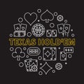 Texas Hold`em Poker Game round vector linear illustration Royalty Free Stock Photo