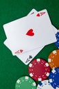 Texas holdem pocket aces on a casino table Royalty Free Stock Photo