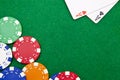 Texas holdem pocket aces on a casino table Royalty Free Stock Photo