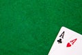 Texas holdem pocket aces on casino table Royalty Free Stock Photo