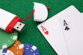 Texas holdem pocket aces on casino table Royalty Free Stock Photo