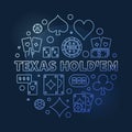 Texas Holdem round blue vector outline illustration