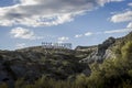 Texas Hollywood sign set up at the top of a hill in Tabertas desert. This is a very famous spanish filming location for a very lar