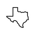 Black line icon for Texas, country and continent