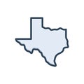 Color illustration icon for Texas, country and map