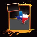 Texas icon on orange splattered banner