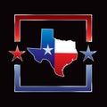 Texas icon in red and blue star frame
