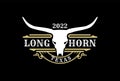 Texas Longhorn Country Western Bull Cattle Vintage Label Logo Design