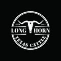 Texas Longhorn Cow, Country Western Bull Cattle Vintage Label Logo Design for Family Countryside Farm Royalty Free Stock Photo