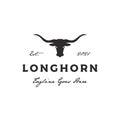 Texas Longhorn logo, Country Western Bull Cattle Vintage Retro Logo Design