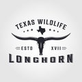 Texas Longhorn logo, Country Western Bull Cattle Vintage Retro Logo Design Royalty Free Stock Photo