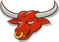 Texas Longhorn Red Bull Head Cartoon