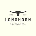 texas longhorn with vintage style logo vector icon design. western bull template illustration Royalty Free Stock Photo