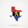 Texas map in Benelux Union flag colors, editable vector Royalty Free Stock Photo