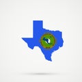 Texas map in Central American Integration System SICA flag colors, editable vector Royalty Free Stock Photo