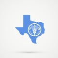 Texas map in Food and Agriculture Organization of the United Nations FAO flag colors, editable vector