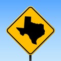 Texas map on road sign.