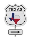 Texas map and state flag on a USA highway road sign Royalty Free Stock Photo