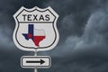 Texas map and state flag on a USA highway road sign Royalty Free Stock Photo