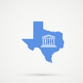 Texas map in United Nations Educational, Scientific and Cultural Organization UNESCO flag colors, editable vector