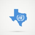 Texas map in United Nations flag colors, editable vector