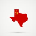 Texas map in USSR flag colors, editable vector Royalty Free Stock Photo