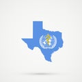 Texas map in World Health Organization WHO flag colors, editable vector Royalty Free Stock Photo