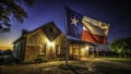 A Texas Night Dramatic Long Exposure Photography Captures a Rustic Brick Ranch House Underneath a Starry Sky Royalty Free Stock Photo