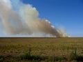 Texas Panhandle out of control wildfire burning on ranch with cattle Royalty Free Stock Photo