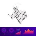 Texas people map. Detailed vector silhouette. Mixed crowd of men and women. Population infographic elements