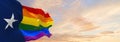 Texas pride flag waving in the wind at cloudy sky. Freedom and love concept. Pride month. activism, community and freedom Concept Royalty Free Stock Photo