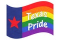 Texas pride striped rainbow color waved flag Royalty Free Stock Photo