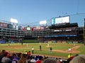 Texas Rangers warming up in between innings Royalty Free Stock Photo